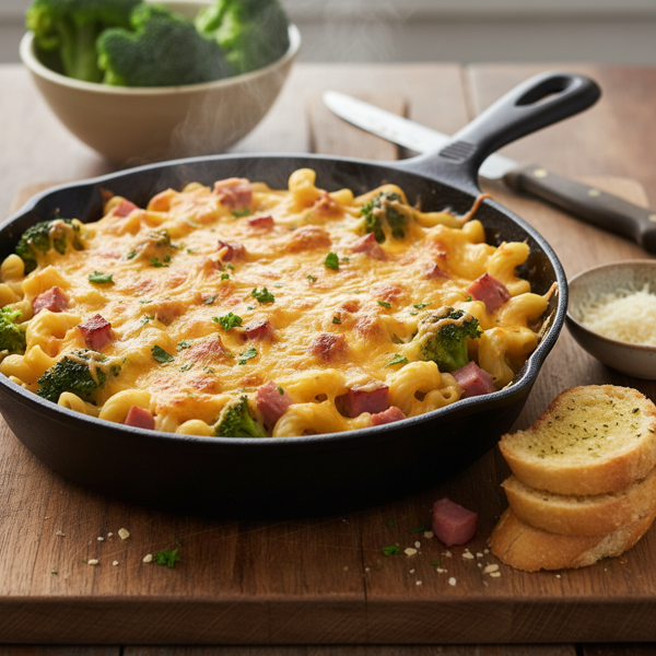 Cheesy Ham & Broccoli Pasta Skillet recipe