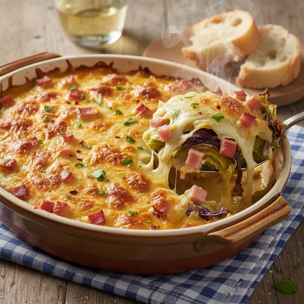 Cheesy Ham & Cabbage Bake recipe