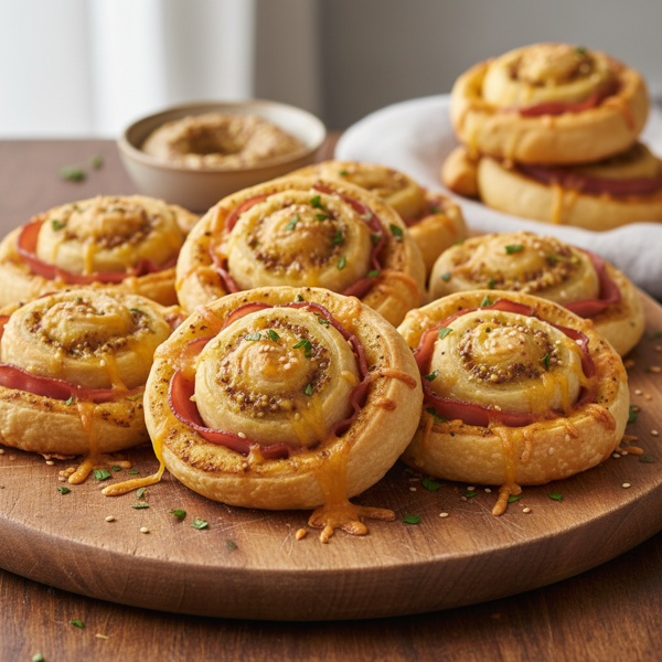 Cheesy Ham & Mustard Crescent Pinwheels recipe