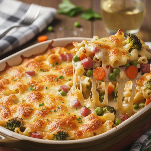 Cheesy Ham & Veggie Pasta Bake recipe