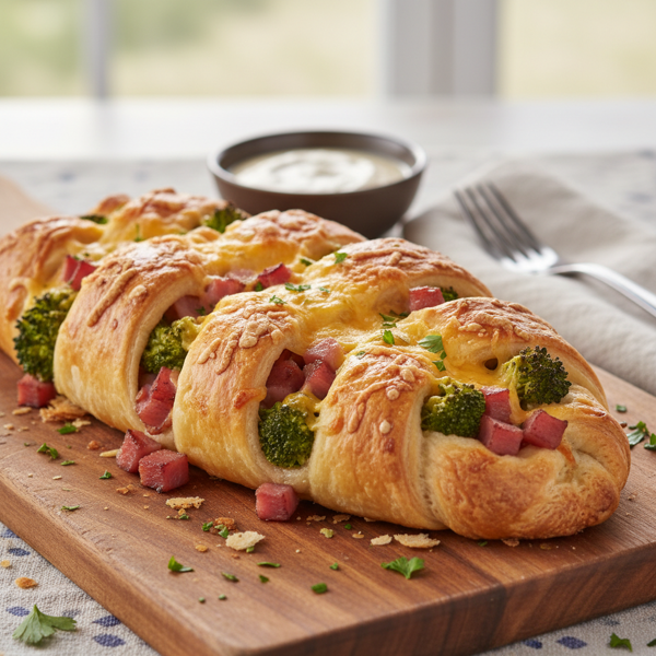 Cheesy Ham and Broccoli Crescent Braid recipe