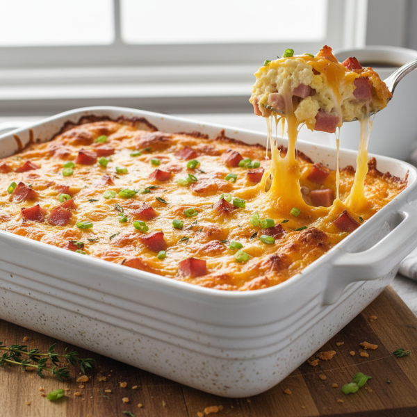 Cheesy Ham and Egg Casserole recipe