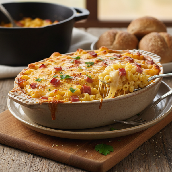Cheesy Ham and Macaroni Casserole recipe