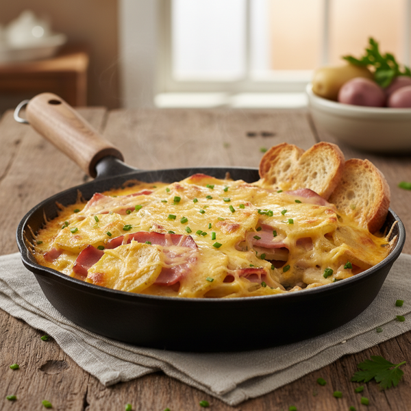 Cheesy Ham and Potato Skillet Bake recipe