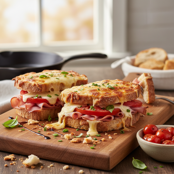 Cheesy Ham and Tomato Meltdown recipe