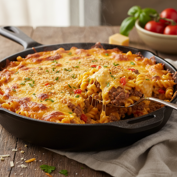Cheesy Hamburger Macaroni Casserole recipe