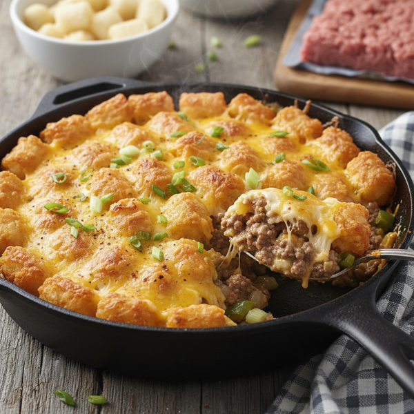 Cheesy Hamburger Tater Tot Bake recipe