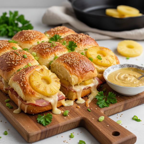 Cheesy Hawaiian Ham & Mustard Rolls recipe