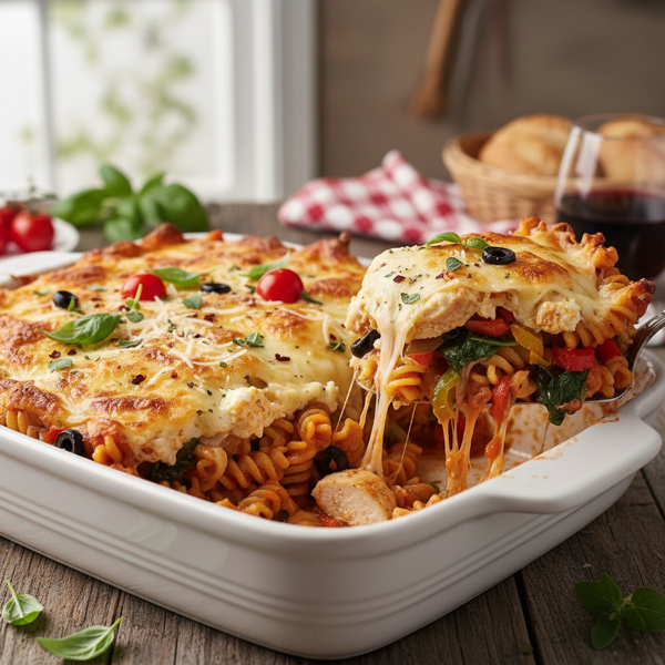 Cheesy Healthy Pizza Casserole Delight recipe