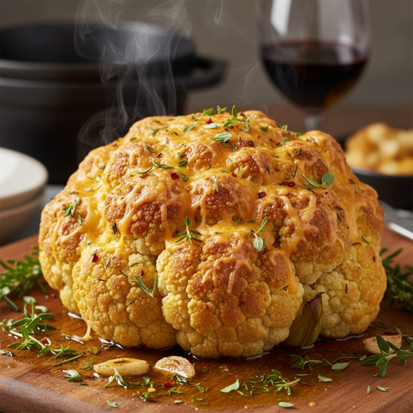 Cheesy Herb-Infused Roasted Cauliflower recipe
