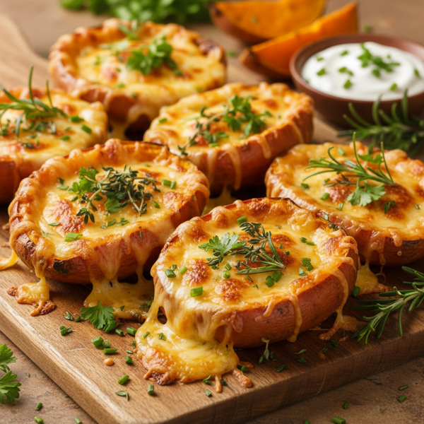 Cheesy Herb-Infused Sweet Potato Skins recipe