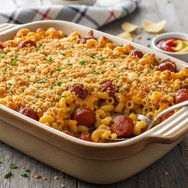 Cheesy Hot Dog Delight Casserole recipe