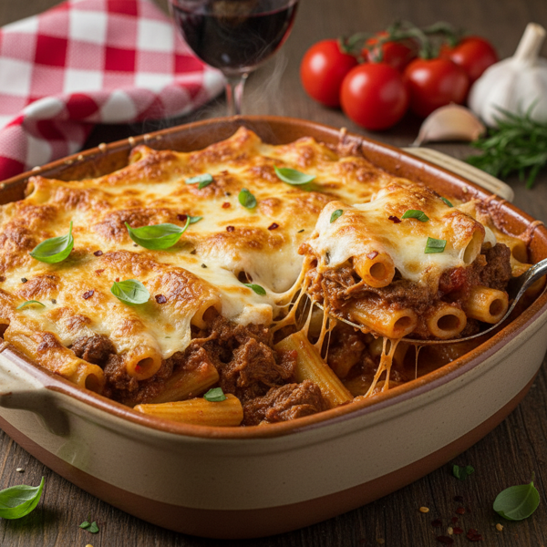 Cheesy Italian Beef Pasta Bake recipe