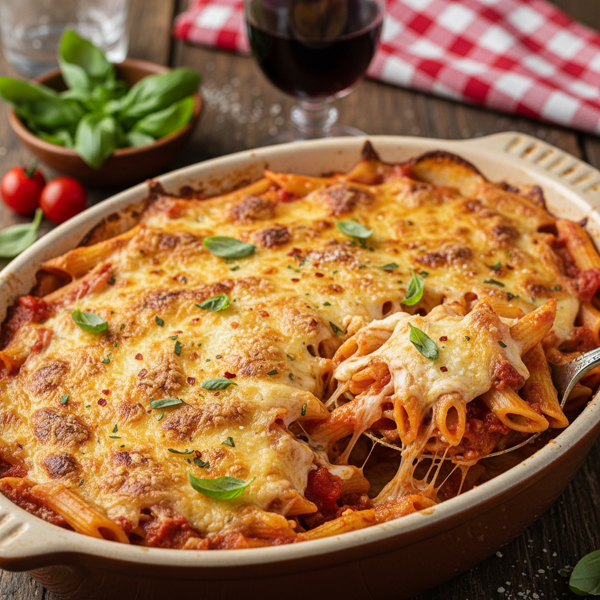 Cheesy Italian Penne Pasta Bake recipe
