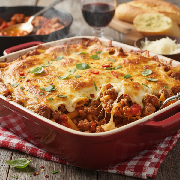 Cheesy Italian Sausage & Beef Bake recipe