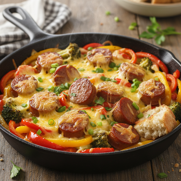 Cheesy Kielbasa & Veggie Skillet recipe