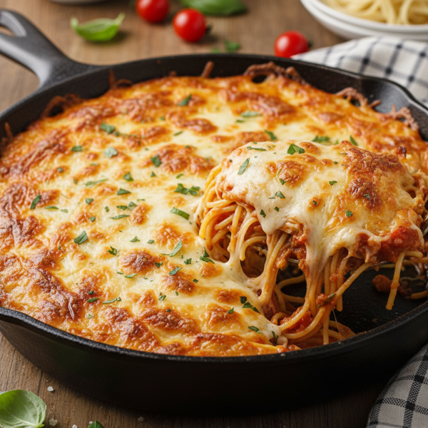 Cheesy Leftover Spaghetti Bake recipe