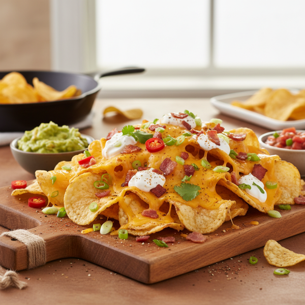 Cheesy Loaded Potato Chip Nachos recipe