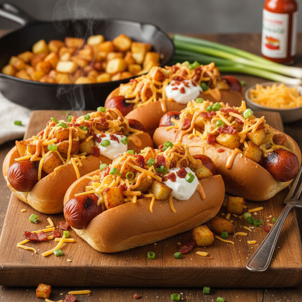 Cheesy Loaded Potato Dogs recipe