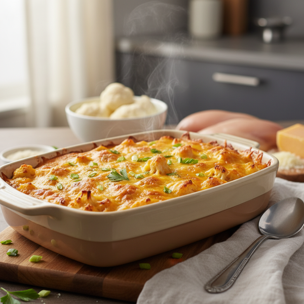 Cheesy Low Carb Chicken & Cauliflower Casserole recipe