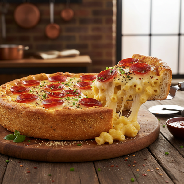 Cheesy Mac and Pepperoni Pizza Delight recipe