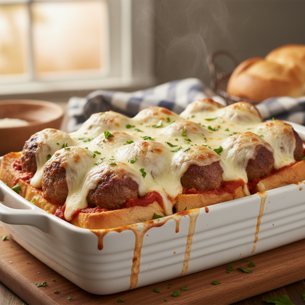 Cheesy Meatball Sub Bake recipe
