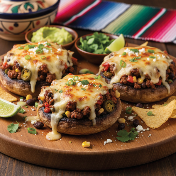 Cheesy Mexican-Style Stuffed Portabella Caps recipe