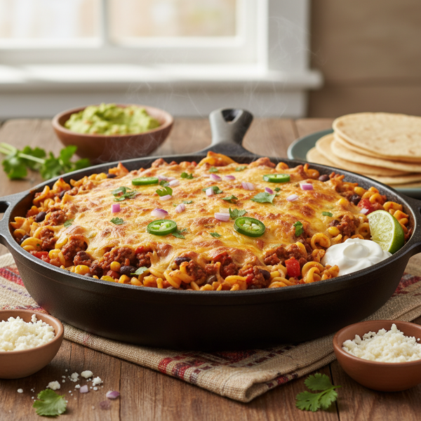 Cheesy Mexican Beef Noodle Bake recipe