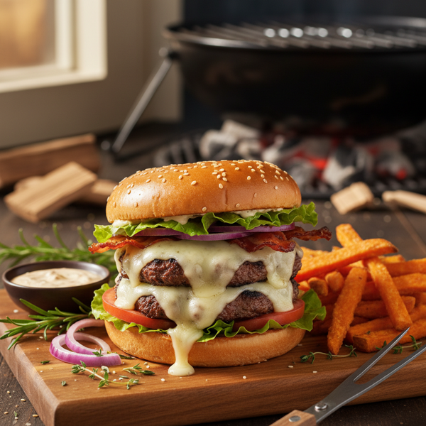 Cheesy Monterey Jack Grilled Burgers recipe