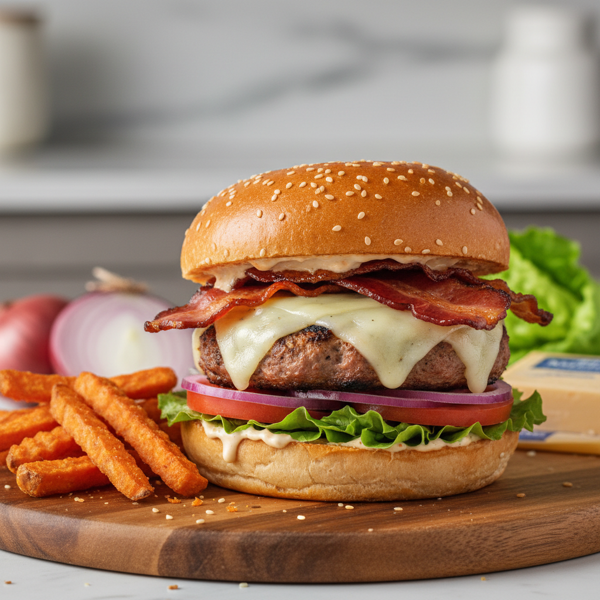 Cheesy Monterey Jack Turkey Bacon Burgers recipe