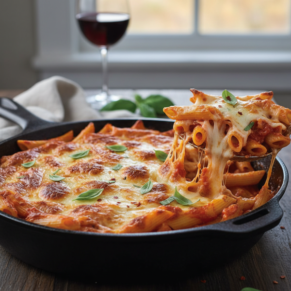 Cheesy Mostaccioli Pasta Bake recipe