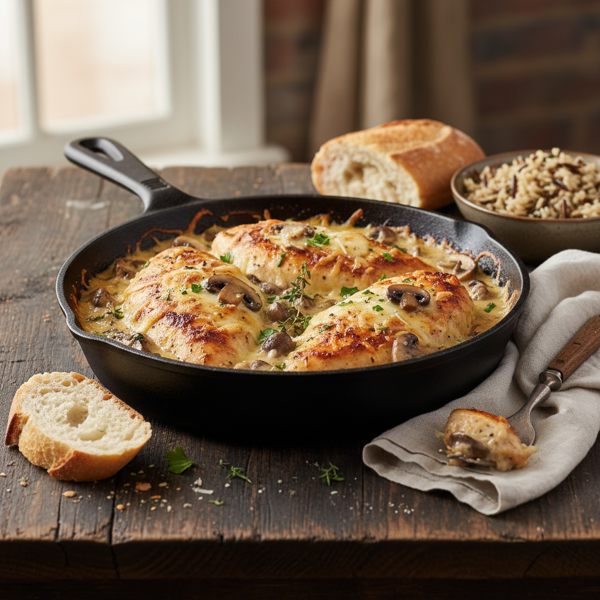 Cheesy Mushroom Chicken Delight recipe