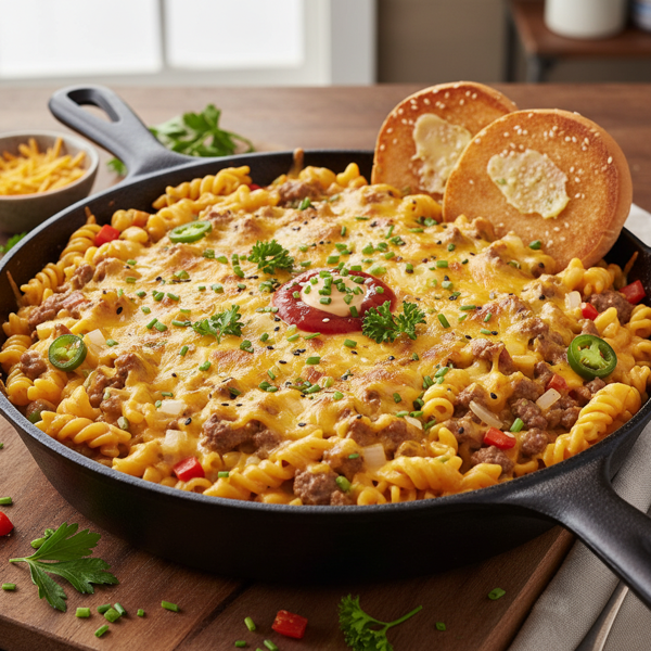 Cheesy One-Pan Cheeseburger Pasta Delight recipe