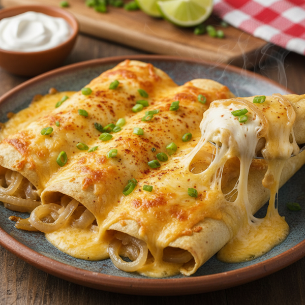 Cheesy Onion Delight Enchiladas recipe