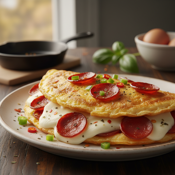 Cheesy Pepperoni Delight Omelet recipe
