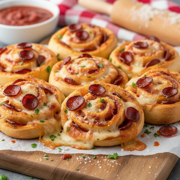 Cheesy Pepperoni Pizza Pinwheels recipe