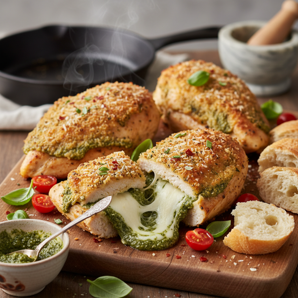 Cheesy Pesto-Stuffed Chicken Breasts recipe