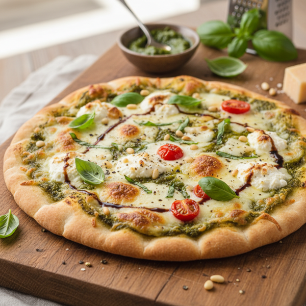 Cheesy Pesto Pita Pizza recipe