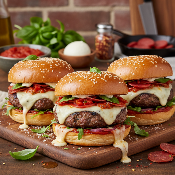 Cheesy Pizza Burgers recipe