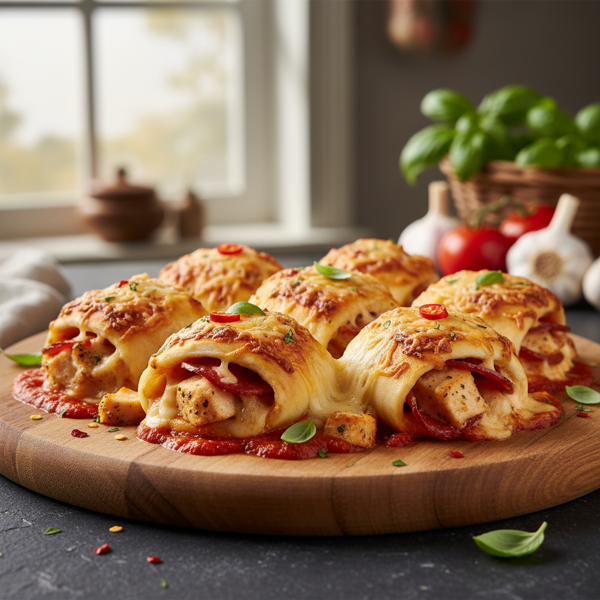 Cheesy Pizza Chicken Roll-Ups recipe