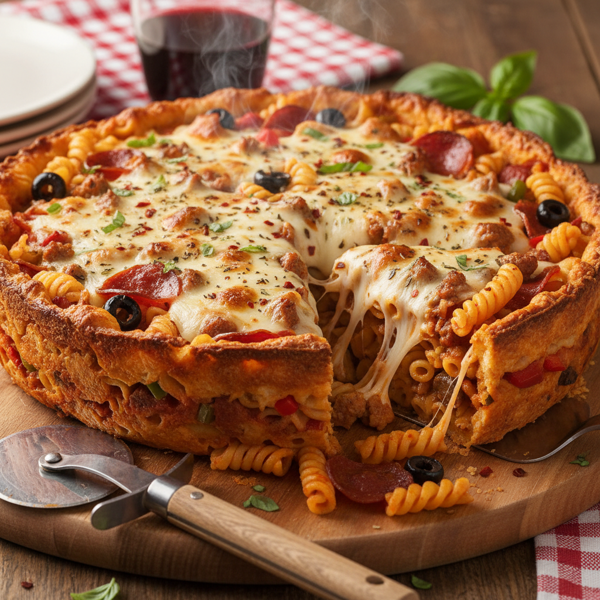 Cheesy Pizza Pasta Pie recipe