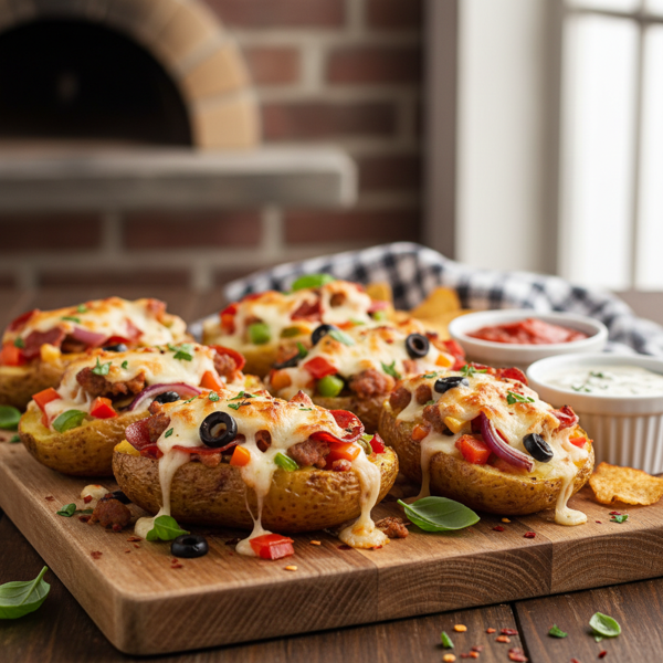 Cheesy Pizza Potato Boats recipe