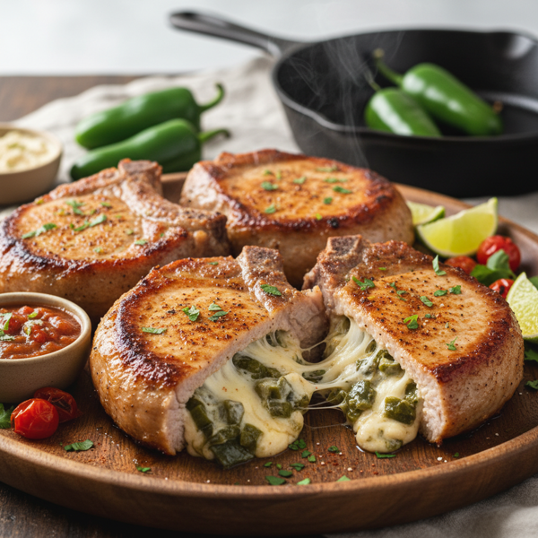 Cheesy Poblano-Stuffed Pork Chops recipe