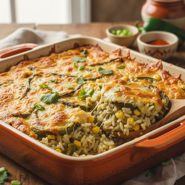 Cheesy Poblano Rice Casserole recipe
