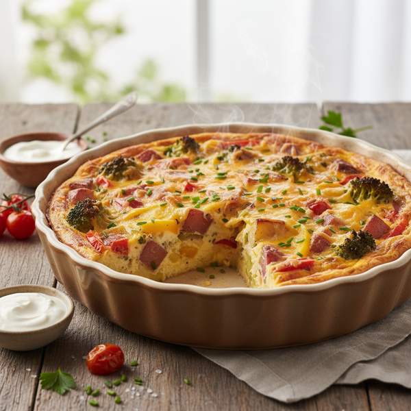 Cheesy Potato & Veggie Crustless Quiche recipe