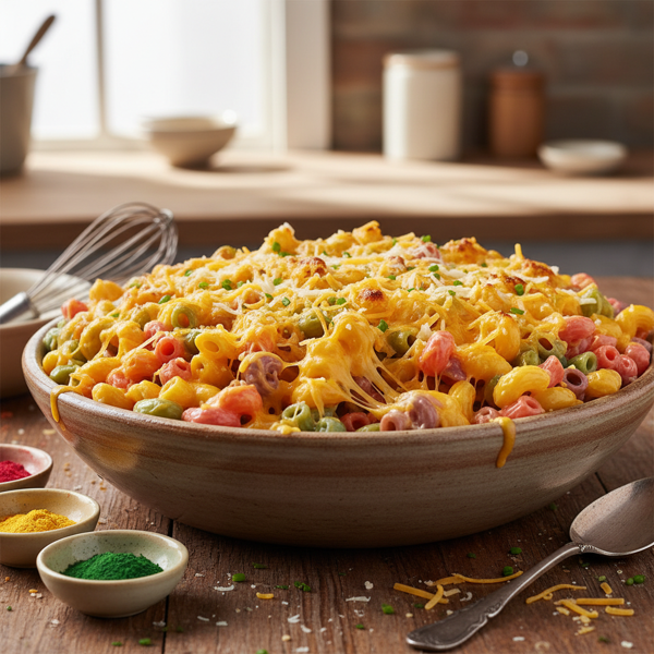 Cheesy Rainbow Delight Macaroni recipe