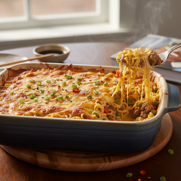 Cheesy Ramen Beef Bake recipe