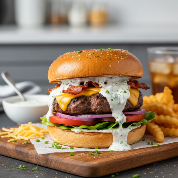 Cheesy Ranch Burger Delight recipe