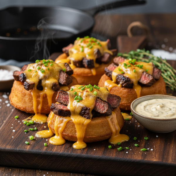 Cheesy Ribeye Onion Ring Delights recipe