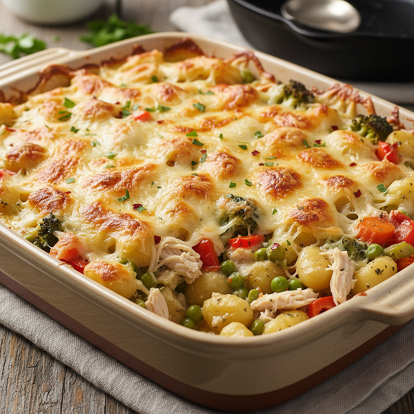 Cheesy Rotisserie Chicken & Vegetable Gnocchi Casserole recipe
